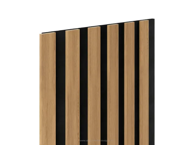 Panel lamelowy WOODLINE WL 2700×300 SLIM R0 CZARNY/DĄB JASNY Marbet Design