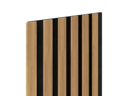 Panel lamelowy WOODLINE WL 2700×300 SLIM R0 CZARNY/DĄB JASNY Marbet Design